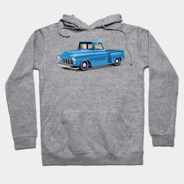 1955 Chevrolet Pickup Classic Truck Light Blue Hoodie by TheStuffInBetween